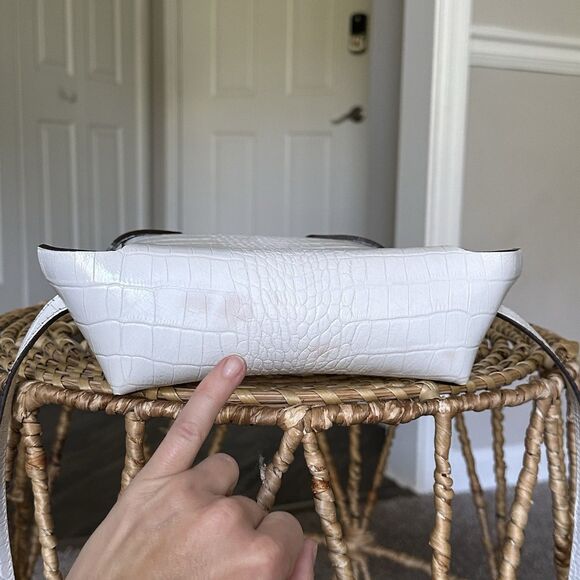 Manu Atelier White Croc Embossed Leather Bag Crossbody Or Shoulder Crocodile - Picture 12 of 16